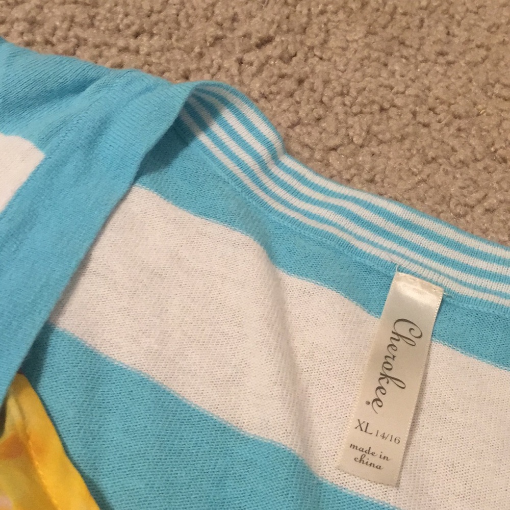 Turquoise & White Rugby Striped Cardigan - Picture 3 of 6